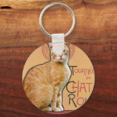 ヴィンテージ フランス ポスター風 オレンジの猫 キーホルダー (正面)