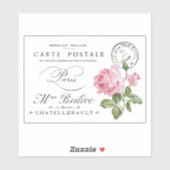 ヴィンテージ フランス ポストカード 透明ステッカー シール (シート)