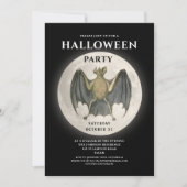 ヴィンテージ フルムーン コウモリ ハロウィンパーティー 招待状 (正面)