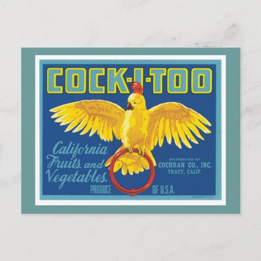 ヴィンテージ フルーツと野菜の食品ラベル ポストカード (正面)