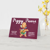 ヴィンテージ フルーツケースラベルアート 豚の梨 カード (黄色い花)