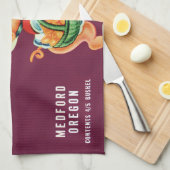 ヴィンテージ フルーツケースラベルアート 豚の梨 キッチンタオル (四つ折り)