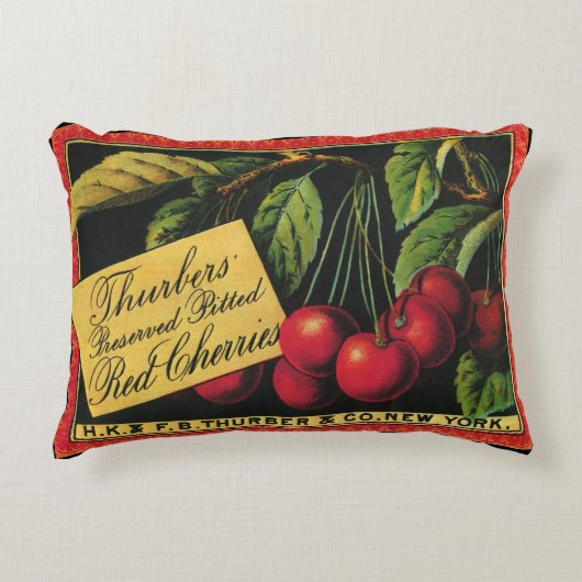 ヴィンテージ フルーツ クリート ラベル アート, サーバー チェリー アクセントクッション (正面)