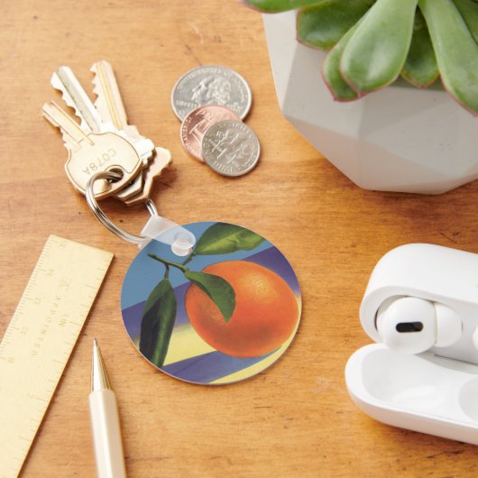 ヴィンテージ フルーツ クリート ラベル アート、ジューシフル オレンジ キーホルダー (デスク)