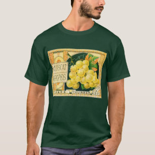 ヴィンテージ フルーツ クレート ラベル アート, マスカット Tシャツ