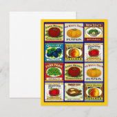 ヴィンテージ フルーツ＆ベジタブル ラベル パーティー招待状（空白） 招待状 (正面/裏面)