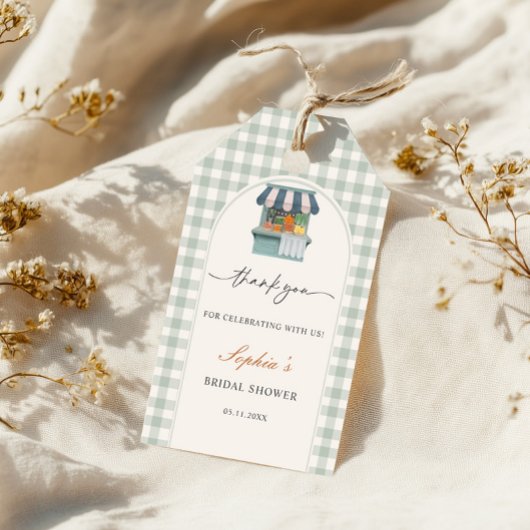 ヴィンテージ フレッシュ オフ ザ マーケット ギンガム ブライダル シャワー ギフトタグ