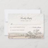 ヴィンテージ フレンチカントリー トワール 風景 結婚式 出欠カード (正面)