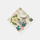 ヴィンテージ フレンチカントリー ボタニカル パリ ティーパーティー スタンダードカクテルナプキン (角)