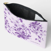 ヴィンテージ フレンチ トワール パープル フローラル ブライダル シャワー アクセサリーポーチ (見開き)