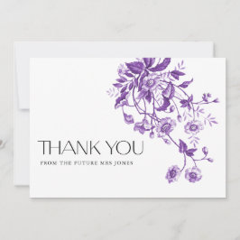 ヴィンテージ フレンチ トワール パープル フローラル ブライダル シャワー サンキューカード