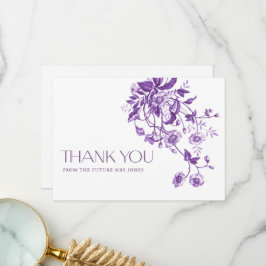 ヴィンテージ フレンチ トワール パープル フローラル ブライダル シャワー サンキューカード