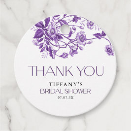 ヴィンテージ フレンチ トワール パープル フローラル ブライダル シャワー フェイバータグ