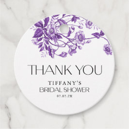 ヴィンテージ フレンチ トワール パープル フローラル ブライダル シャワー フェイバータグ