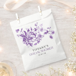 ヴィンテージ フレンチ トワール パープル フローラル ブライダル シャワー フェイバーバッグ