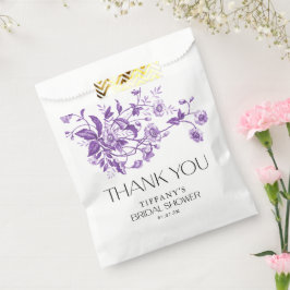 ヴィンテージ フレンチ トワール パープル フローラル ブライダル シャワー フェイバーバッグ