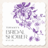 ヴィンテージ フレンチ トワール フラワーの ブライダル シャワー ペーパーコースター (正面)