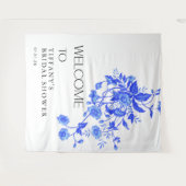 ヴィンテージ フレンチ トワール ブルー フローラル ブライズシャワー タペストリー (正面(横))