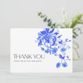 ヴィンテージ フレンチ トワール ブルー フローラル ブライズ シャワー サンキューカード (スタンド正面)