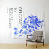 ヴィンテージ フレンチ トワール ブルー フローラル ブライズ シャワー タペストリー (インサイチュ(横))