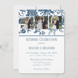 ヴィンテージ フレンチ トワール 花の結婚式の写真 招待状