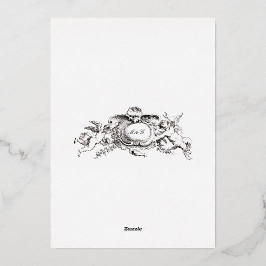 ヴィンテージ フレンチ バロック ロココ ウェディング 箔招待状 (裏面)