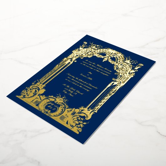 ヴィンテージ フレンチ バロック ロココ ウェディング 箔招待状 (回転した状態)