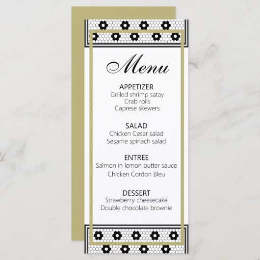 ヴィンテージ フレンチ ビストロ ブラック ホワイト ゴールド メニュー (正面/裏面)