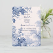 ヴィンテージ フレンチ フローラル トワール ブルー ブライダル 招待状 (スタンド正面)