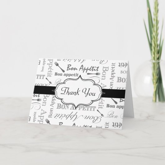 ヴィンテージ フレンチ ボン アペティ 「ブラック & ホワイト」 サンキューカード (正面)