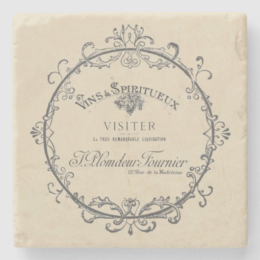 ヴィンテージ フレンチ ラベル ストーンコースター (正面)