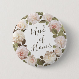 ヴィンテージ フレンチ ローズ メイド オブ オナー ボタン 缶バッジ