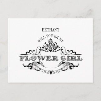 ヴィンテージ フレームのフラワーガール カード