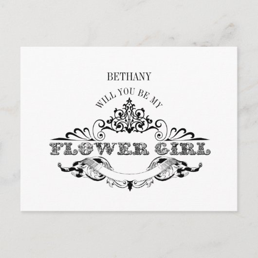ヴィンテージ フレームのフラワーガール カード (正面)