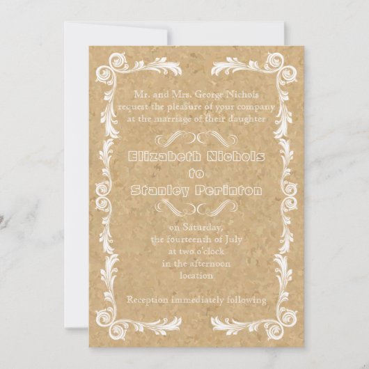 ヴィンテージ フレーム ウェディングの栓 招待状 (正面)
