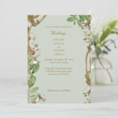 ヴィンテージ フレーム デイジー セージ ウェディング 招待状 (スタンド正面)