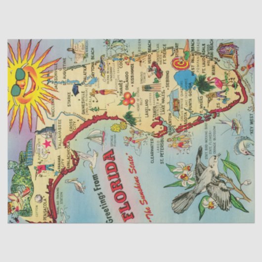 ヴィンテージ フロリダ地図  薄葉紙 (正面)