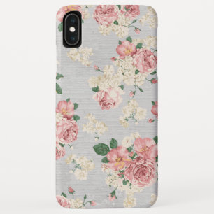 ヴィンテージ フローラル柄 グレー質感 iPhone XS MAXケース