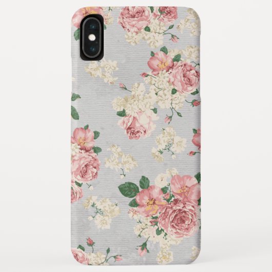 ヴィンテージ フローラル柄 グレー質感 Case-Mate iPhoneケース (裏面)