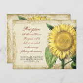 ヴィンテージ フローラル ひまわり - 秋の結婚式 招待状 (正面/裏面)