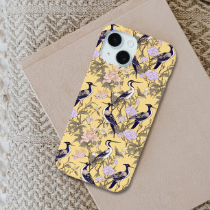 ヴィンテージ フローラル シギチョウ 鳥 カラフル パターン iPhone 15ケース