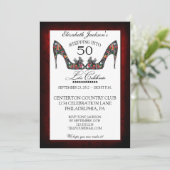 ヴィンテージ フローラル シューズ 50歳の誕生日 招待状 (スタンド正面)