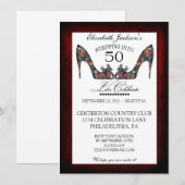 ヴィンテージ フローラル シューズ 50歳の誕生日 招待状 (正面/裏面)