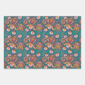 ヴィンテージ フローラル ジャコビアン ボホ フラワーパターン ラッピングペーパーシート (正面2)