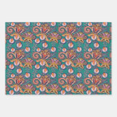 ヴィンテージ フローラル ジャコビアン ボホ フラワーパターン ラッピングペーパーシート (正面)