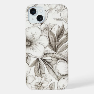 ヴィンテージ フローラル セピア柄 (11) iPhone 15 PLUSケース