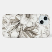 ヴィンテージ フローラル セピア柄 (11) iPhoneケース (裏面横)