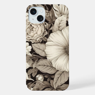 ヴィンテージ フローラル セピア柄 (12) iPhone 15 PLUSケース