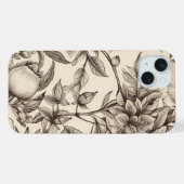ヴィンテージ フローラル セピア柄 (2) iPhoneケース (裏面横)
