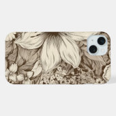 ヴィンテージ フローラル セピア柄 (3) iPhoneケース (裏面横)